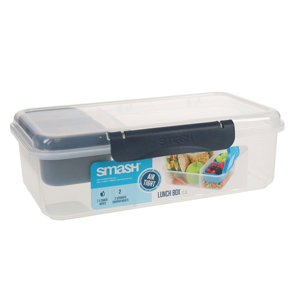 Smash 2.1L Leakproof Lunch Box with Compartments and Snack Boxes