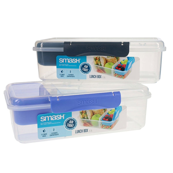 Smash 2.1L Leakproof Lunch Box with Compartments and Snack Boxes
