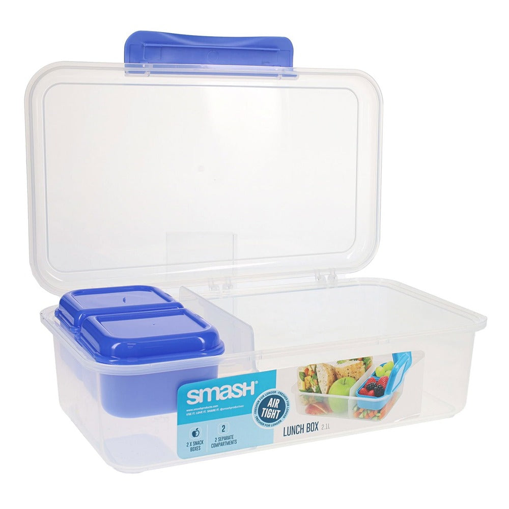 Smash 2.1L Leakproof Lunch Box with Compartments and Snack Boxes
