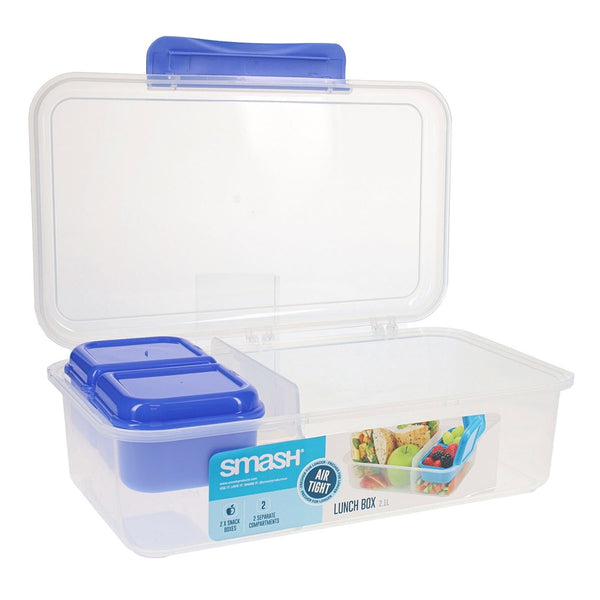 Smash 2.1L Leakproof Lunch Box with Compartments and Snack Boxes