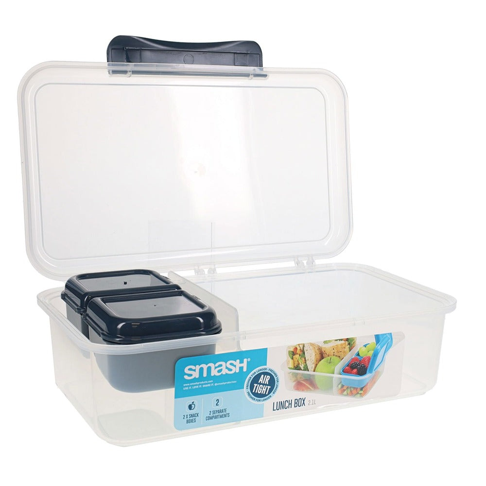 Smash 2.1L Leakproof Lunch Box with Compartments and Snack Boxes