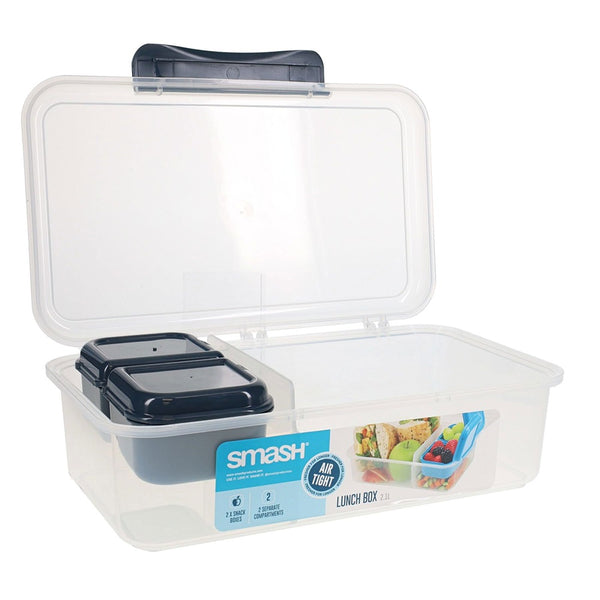 Smash 2.1L Leakproof Lunch Box with Compartments and Snack Boxes
