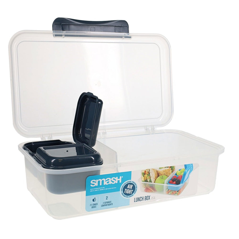 Smash 2.1L Leakproof Lunch Box with Compartments and Snack Boxes