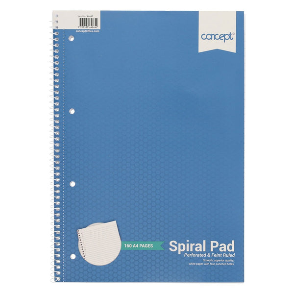 Concept A4 160-Page Spiral Notebook with Durable Blue Cover and Superior Quality Paper