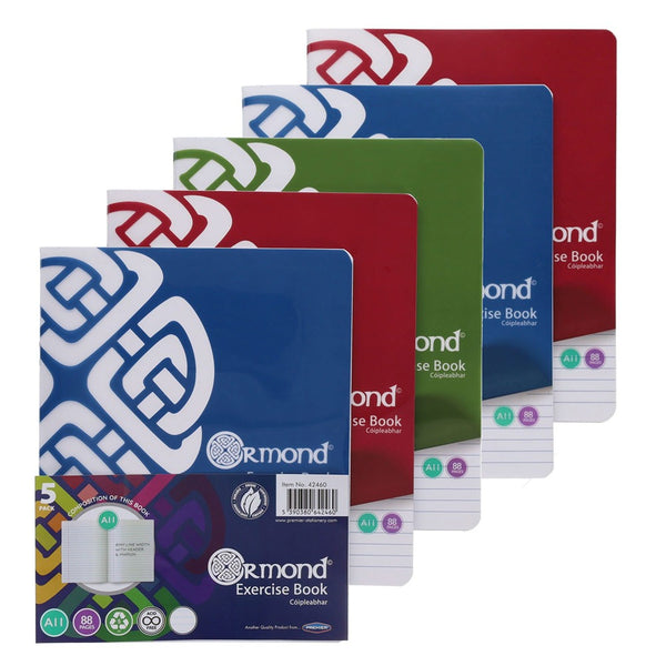 Ormond A11 88-Page Durable Exercise Notebook Pack