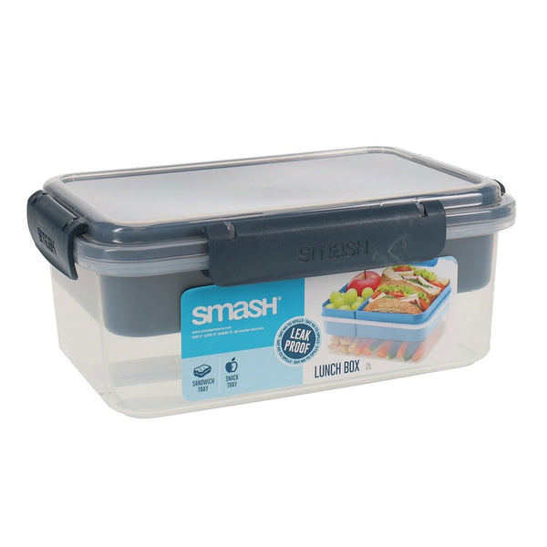 Smash Leak-Proof 2L Lunch Box with Sandwich and Snack Tray