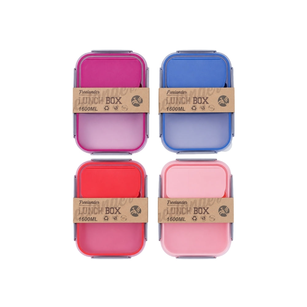Freelander Clip-Lock Lunch Box Food Container - 1.6L, Assorted Colours
