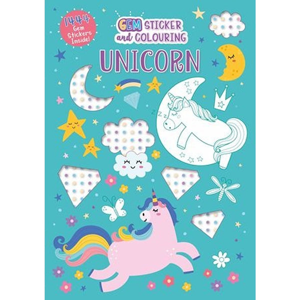 Alligator Unicorn Gem Sticker and Colouring Book | 144+ Stickers, Large Images