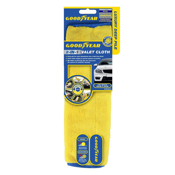 Goodyear 2-in-1 Valet Cloth | Large, Microfiber, Dual-Sided