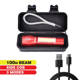 Dekton Rechargeable LED Torch | 100lm | Metallic Red