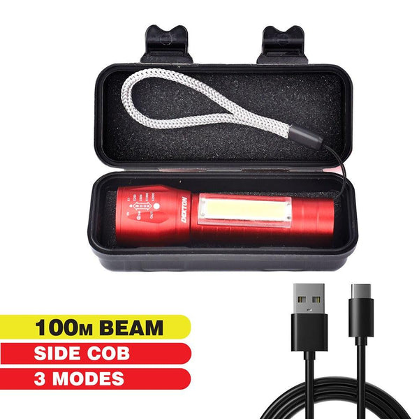 Dekton Rechargeable LED Torch | 100lm | Metallic Red