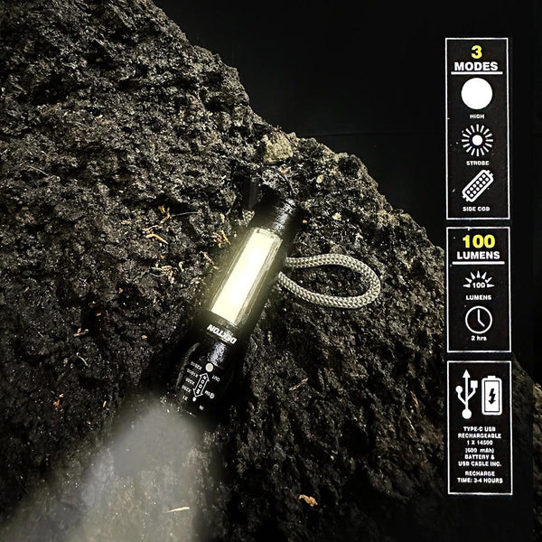 Dekton Rechargeable LED Torch | 100lm | Metallic Red