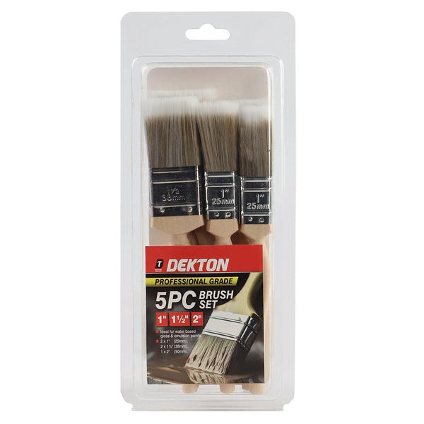 Dekton 5pc Pro Paintbrush Set | Varied Widths 50mm, 38mm, 25mm