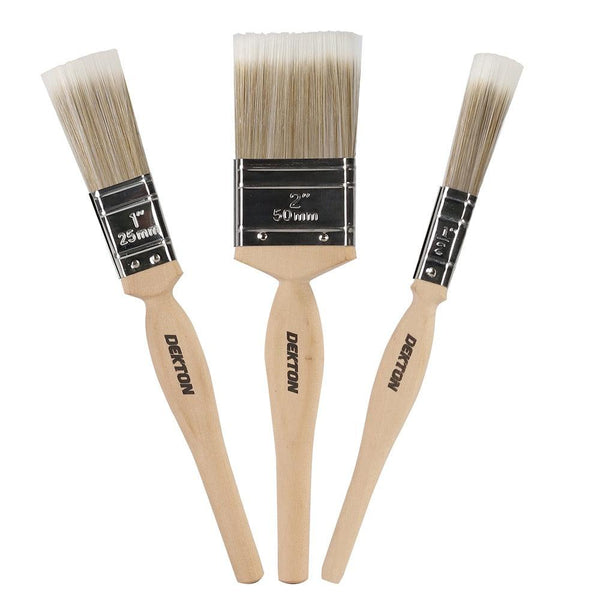 Dekton Pro Precision 3pc Brush Set | Synthetic Bristles, 1-2 Inch Sizes