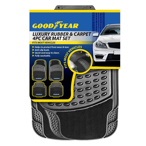 Goodyear Durable Rubber & Carpet Mat Set | Universal Fit