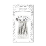 Silver Happy Birthday Spiral Cake Candles | Pack of 6, with Holders
