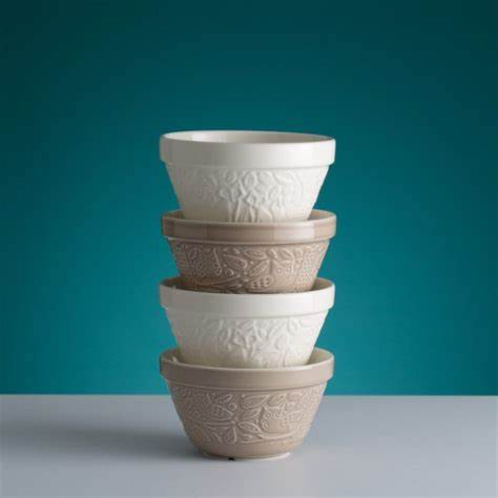 Mason Cash Owl Stone Embossed Pudding Basin | Taupe, Cream Interior, 16cm
