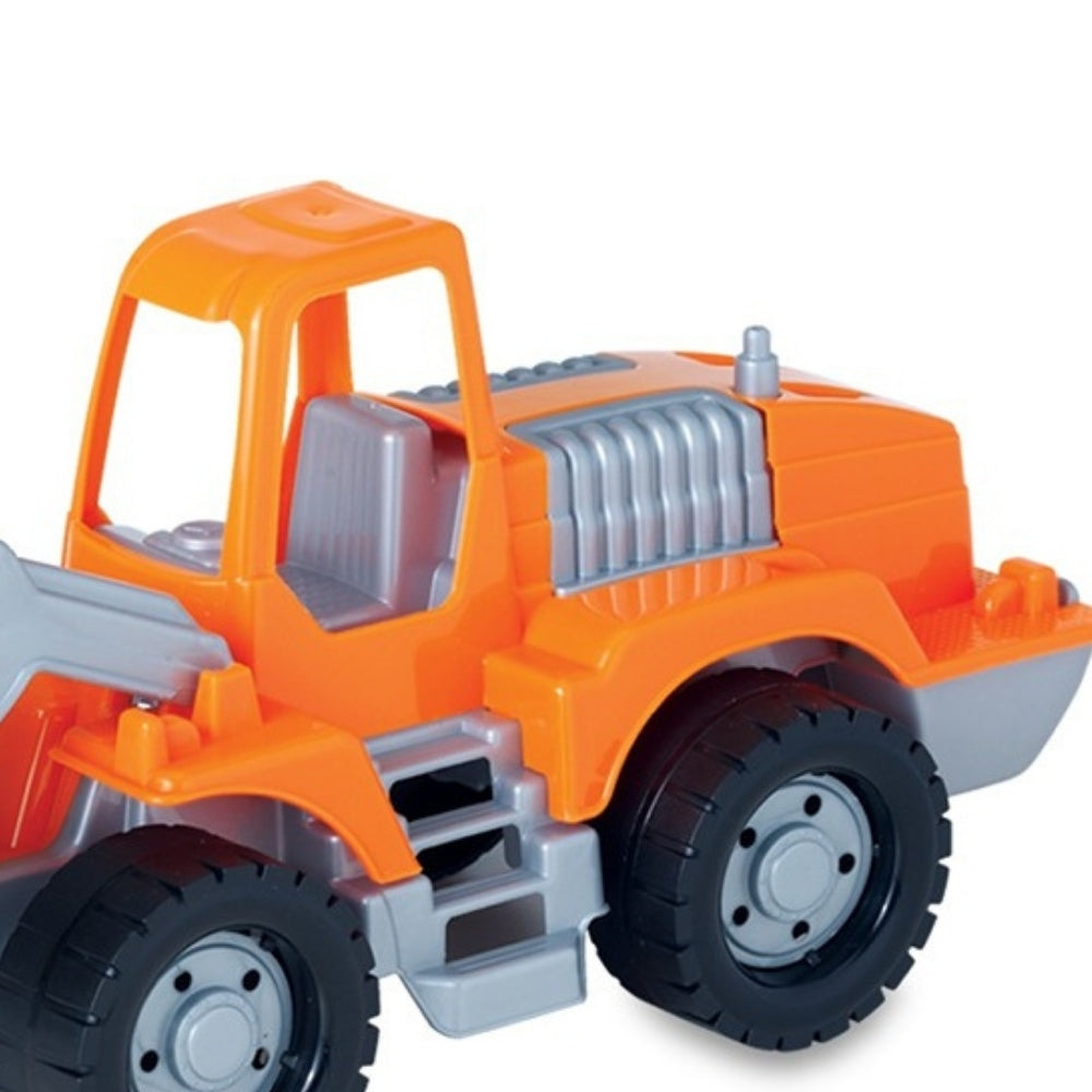 ded orange toy bulldozer 