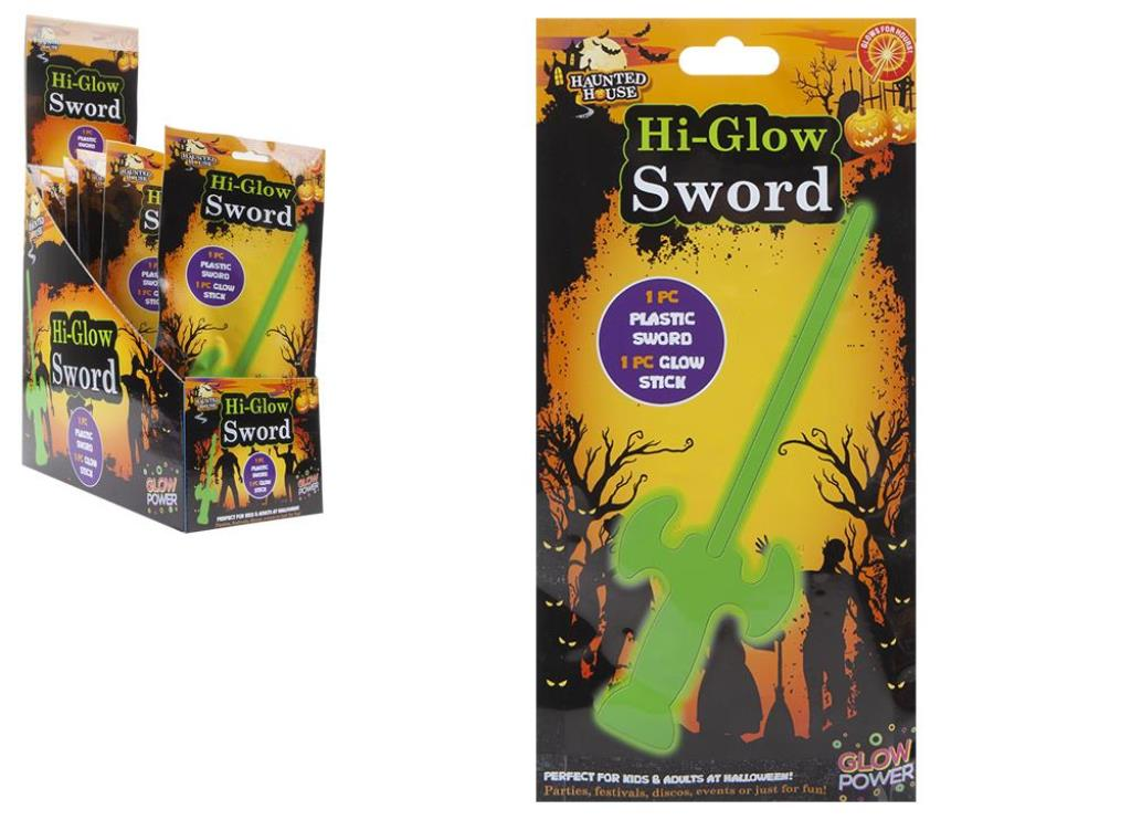 Glow-in-the-Dark Halloween Toy Sword - Green Glow Stick, Assorted Designs