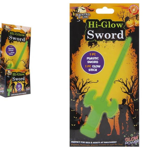 Glow-in-the-Dark Halloween Toy Sword - Green Glow Stick, Assorted Designs
