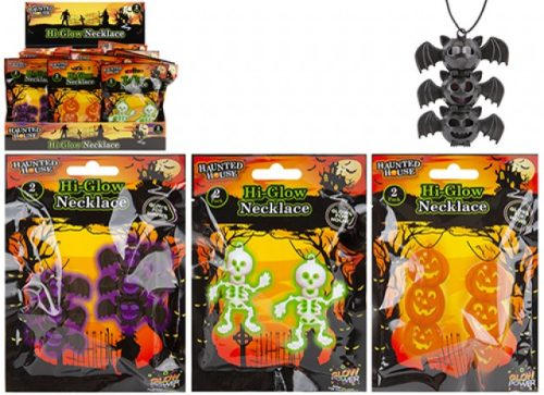 Halloween Glow-in-the-Dark Charm Necklaces - Pack of 2, Assorted Designs