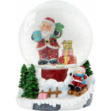 Christmas Musical Santa & Child Sledging Snow Globe | Glitter Snowfall