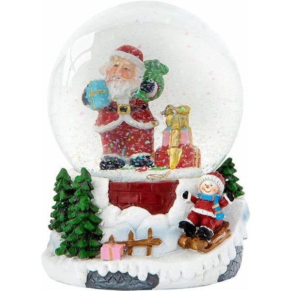 Christmas Musical Santa & Child Sledging Snow Globe | Glitter Snowfall
