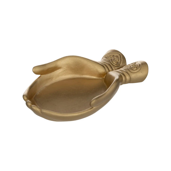 Atmosphera Jiling Cupped Hands Resin Trinket Dish | Gold-Tone Finish