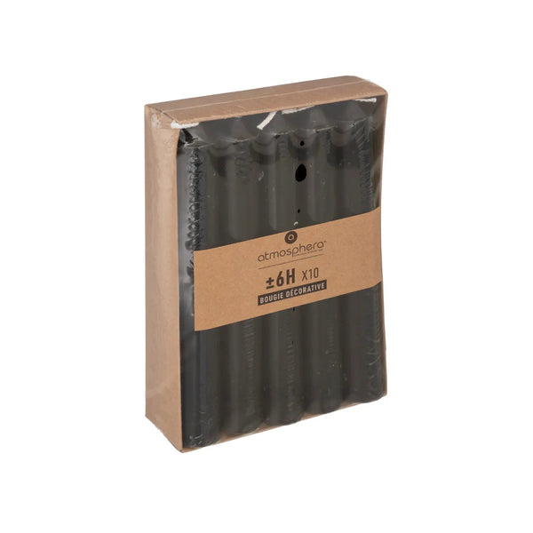 Atmosphera Black Slim Dinner Taper Candles | 16cm, Pack of 10