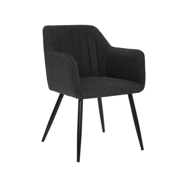 Atmosphera Visoca Upholstered Dining Chair with Arms | Black, High Back