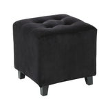 Atmosphera Velvet Cube Footstool | Black, Deep Tufted, Upholstered