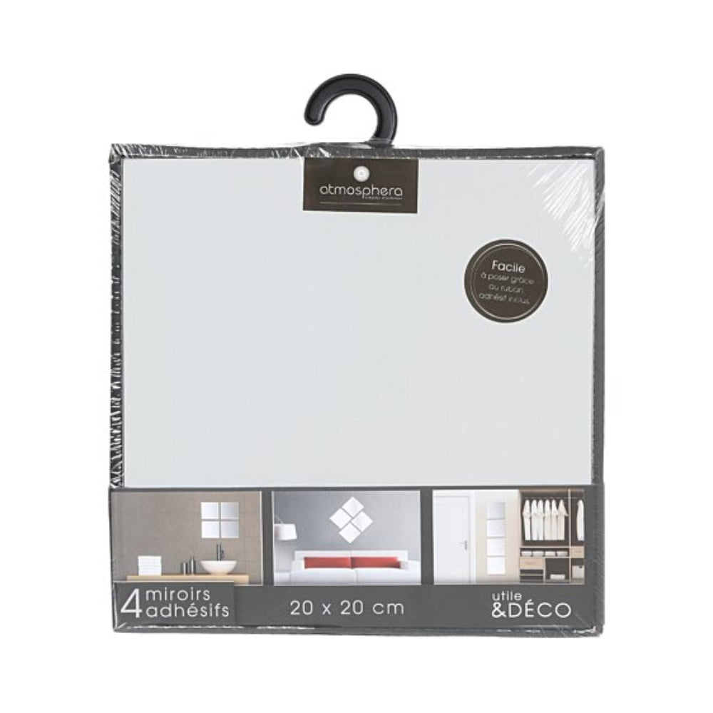 Atmosphera Square Adhesive Mirror Tiles | 20 x 20cm, Pack of 4