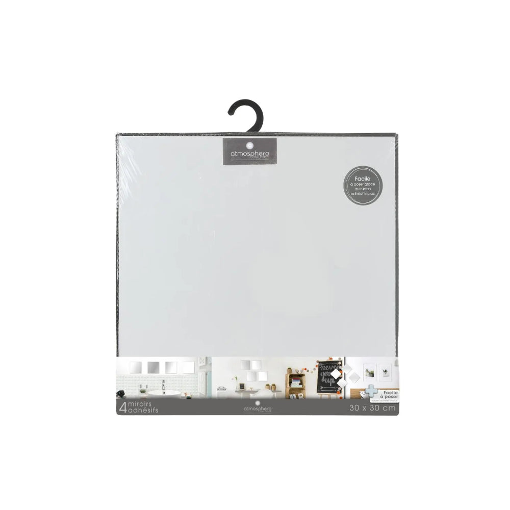 Atmosphera Square Self-Adhesive Mirror Panels | 30 x 30cm, Pack of 4