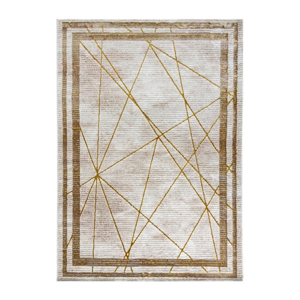 Glitz Art Deco Rug | Chic Geometric Design in Ochre & Beige