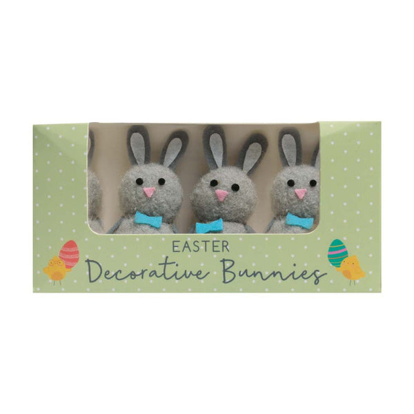 Tallon Pack of Four Easter Bunny Ornaments | Neutral Grey, Bow-Ties