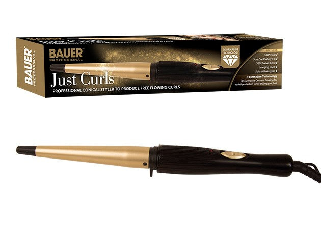 Bauer Tourma Pro Coated Curling Wand | Tourmaline, Tapered Barrel, Fast-Heating