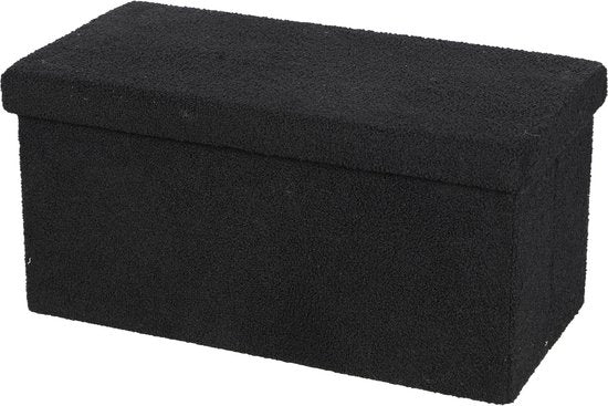 Urban Living Teddy Foldable Storage Bench | Black, Textured Fabric