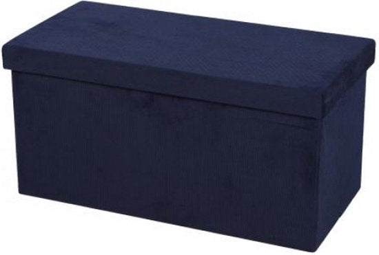 Urban Living Cord Foldable Storage Bench | Navy Blue | Dual-Purpose Seating and Storage