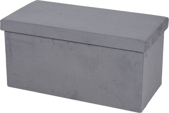 Urban Living Cord Foldable Storage Bench | Grey Fabric Upholstery