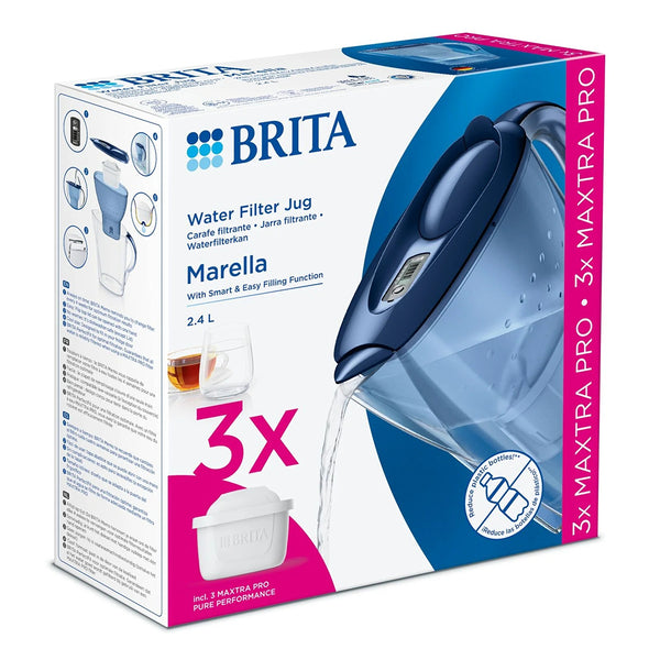 Country Club Marella Water Filter Jug | 2.4L, Blue, 3 MAXTRA PRO Cartridges