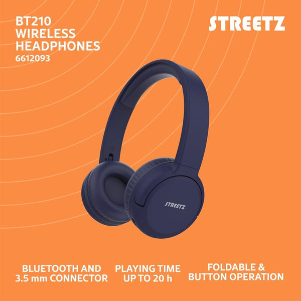 Streetz Bluetooth Headphone | Blue | 20 Hours Playtime