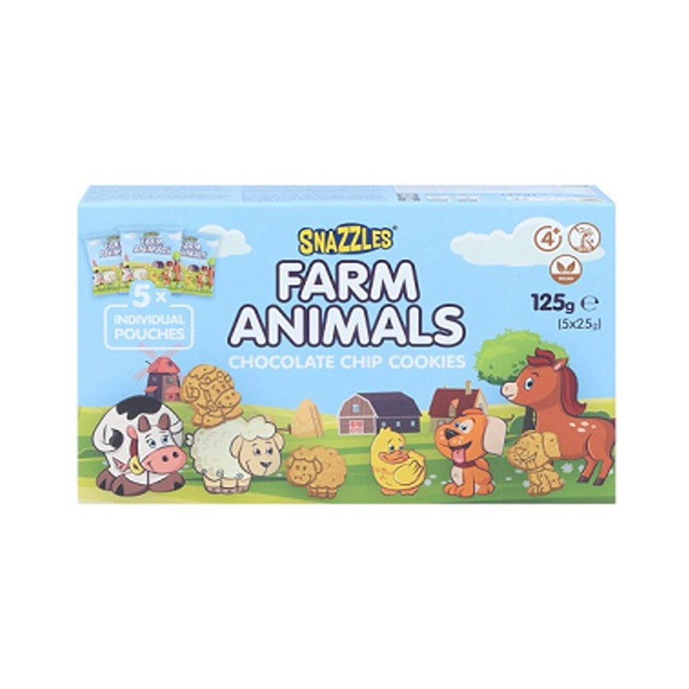 Snazzles Farm Animals Chocolate Chip Cookies | 125g, Pack of 5, Ages 4+