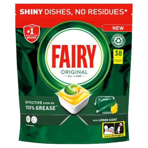 Fairy Original All in 1 Dishwasher Tablets | Lemon Scent | Pack of 38