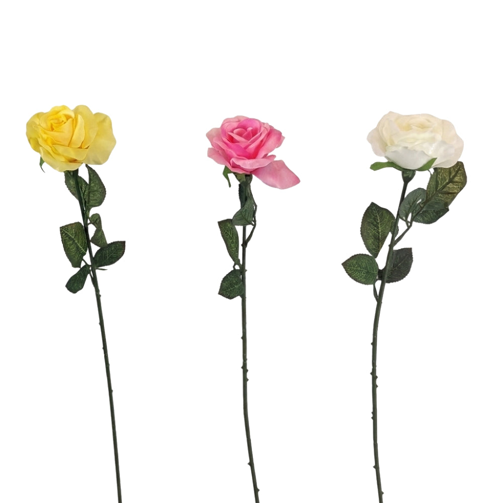 Artifical Rose Stem 3as Colours | Realistic Touch | 3 Assorted Colours