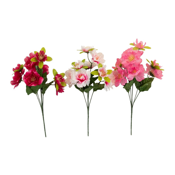 Azalea Bush 3as Colours | Artificial Flower Bunch | 3 Assorted Colours