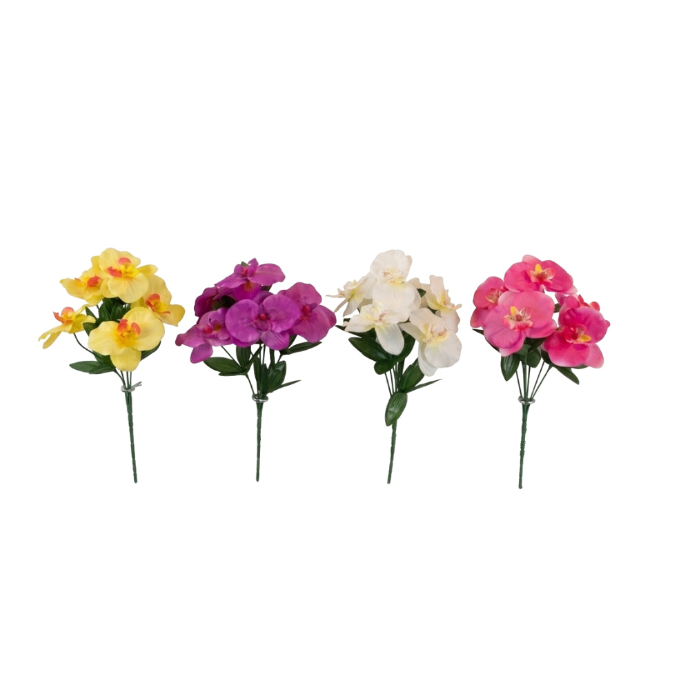 Artifical Orchid Bush 4 Assorted Colours | Realistic Design