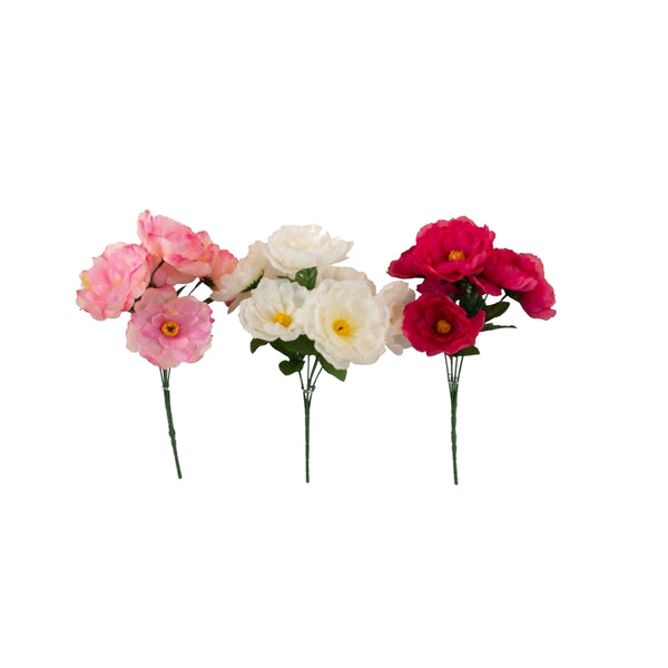 Peony Bush 3as Colours | Artificial Flowers | 3 Assorted Colours
