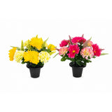 Carnation and Foxtail Artificial Grave Pot - Assorted Colours