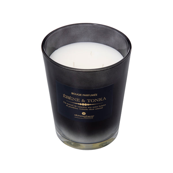 Atmosphera Alma Ebène & Tonka Scented Candle | 855g, Smoked Glass