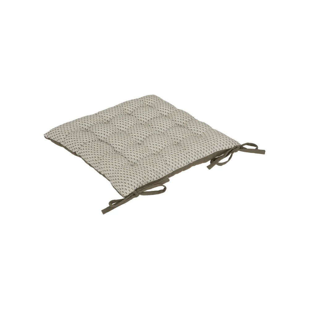 Atmosphera Tufted Seat Pad Cushion | 38 x 38cm, Khaki, Ties